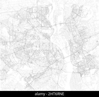 Karte der Hauptstadt der Ukraine, Kiew. Gebäude und Stadtzentrum. Luftaufnahme. Straßen und Kommunikationswege Stock Vektor