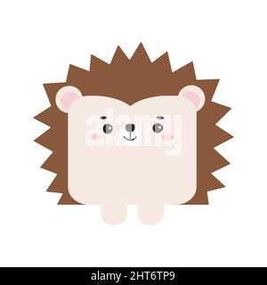 Quadratische Igel Wald Tier Gesicht mit Pfoten Symbol isoliert auf weißem Hintergrund. Stock Vektor