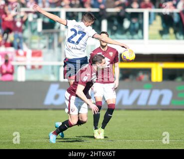 Turin, Italien. 27.. Februar 2022. Andrea Belotti vom FC Turin während der italienischen Meisterschaft Serie A Fußballspiel zwischen dem FC Turin und Cagliari Calcio am 27. Februar 2022 im Stadio Olimpico Grande Torino in Turin, Italien Credit: Independent Photo Agency/Alamy Live News Stockfoto