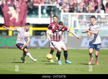 Turin, Italien. 27.. Februar 2022. Andrea Belotti vom FC Turin während der italienischen Meisterschaft Serie A Fußballspiel zwischen dem FC Turin und Cagliari Calcio am 27. Februar 2022 im Stadio Olimpico Grande Torino in Turin, Italien Credit: Independent Photo Agency/Alamy Live News Stockfoto