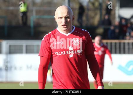 firo: 26.02.2022 Fußball: Fußball: Regionalliga, Saison 2021/2022 SCP, Preuvuen Preussen Münster Mvºnster - SV 19 Straelen 4:0 Verdran Beric, Halbfigur Stockfoto