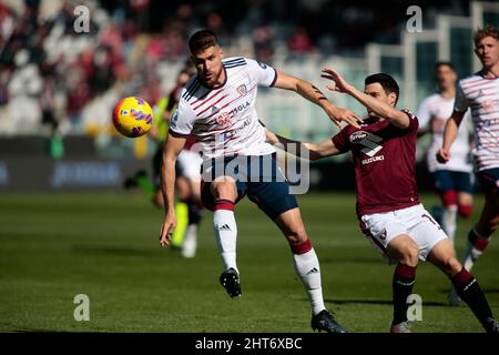 Turin, Italien. 27.. Februar 2022. Josip Brekalo vom FC Turin während der italienischen Meisterschaft Serie Ein Fußballspiel zwischen dem FC Turin und Cagliari Calcio am 27. Februar 2022 im Stadio Olimpico Grande Torino in Turin, Italien Credit: Independent Photo Agency/Alamy Live News Stockfoto