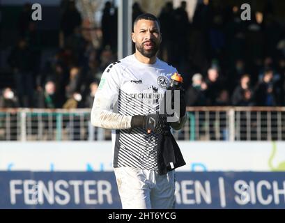 firo: 26.02.2022 Fußball: Fußball: Regionalliga, Saison 2021/2022 SCP, Preuvuen Preussen Münster Mvºnster - SV 19 Straelen 4:0 Robin Udegbe, Halbfigur Stockfoto