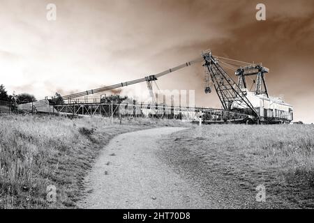 "Oddball", ein Bucyrus Erie BE 1150 Walking Dragline Excavator, der im Kohlebergbau von Untertasten/Flächen verwendet wurde. Stockfoto