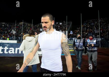 Empoli, Florenz, Italien. 26.. Februar 2022. Empoli, Italien 26.. Februar 2022: Leonardo Bonucci von Juventus FC während der italienischen Serie A 202122 Fußballspiel zwischen dem FC Empoli und dem FC Juventus im Castellani Stadium (Bildnachweis: © Rafaele Conti/Pacific Press via ZUMA Press Wire) Stockfoto