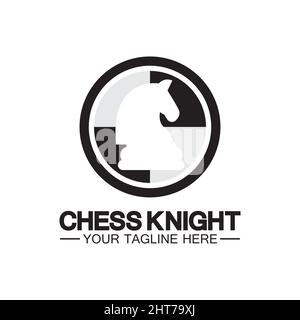 Black Chess Knight Horse Silhouette Logo Design Vektor Vorlage Stock Vektor