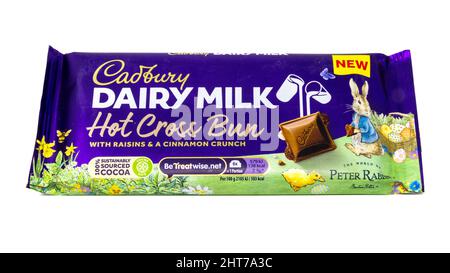 Cadbury Dairy Milk Hot Cross Bun Chocolate Bar Stockfoto