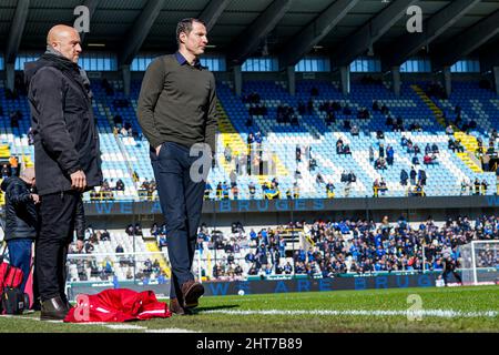 BRÜGGE, BELGIEN - 27. FEBRUAR: Headcoach Brian Priske vom Royal Antwerp FC vor dem Jupiler Pro League-Spiel zwischen Club Brugge und dem Royal Antwerp FC im Jan Breydelstadion am 27. Februar 2022 in Brügge, Belgien (Foto: Jeroen Meuwsen/Orange Picches) Stockfoto