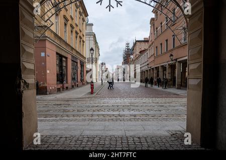 2. Januar 2021 - Torun, Polen: Eines der Stadttore von Torun, Polen. Dies ist eine historische Stadt an der Weichsel im nordzentralen Polen und ein UNESCO-Weltkulturerbe Stockfoto