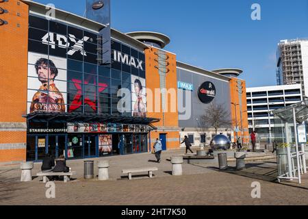 Ipswich Suffolk UK Februar 25 2022: Die beliebte Kinokette Cineworld. Es ist die zweitgrößte Kinokette der Welt und verfügt über 790 Standorte in 10 verschiedenen Kinos Stockfoto