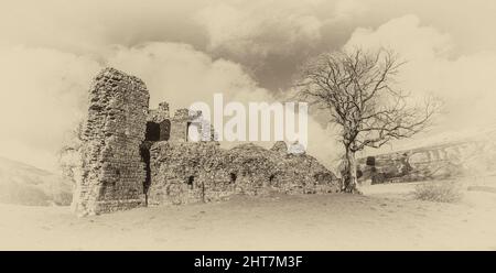 Das Pendragon Castle in den Cumbrian Dales soll das normannische Schloss aus dem 12.. Jahrhundert sein und Heimat von Uther Pendragon, dem Vater von König Arthur Stockfoto