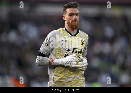 London, Großbritannien. 27.. Februar 2022. Jose Sa (Wolves) während des Spiels der West Ham gegen Wolves Premier League im London Stadium Stratford. Quelle: MARTIN DALTON/Alamy Live News Stockfoto