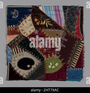 Fragment aus Bedcover (Crazy Quilt Block), USA, 1884. Stockfoto