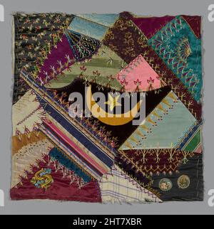 Fragment aus Bedcover (Crazy Quilt Block), United States, c. 1884. Stockfoto