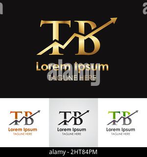 Golden Metallic Accounting & Financial Letter TB Logo Design Stock Vektor