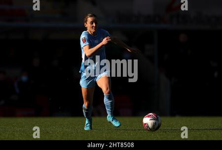 Hayley Raso von Manchester City beim fünften Lauf des Vitality Women's FA Cup im Leigh Sports Village, Manchester. Bilddatum: Sonntag, 27. Februar 2022. Stockfoto