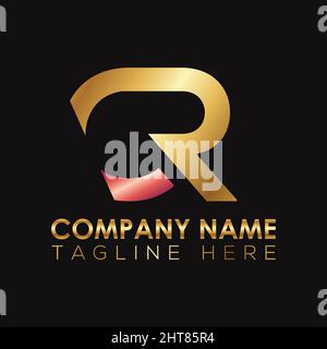 Goldenes Metallic-Logo mit CR-Schriftzug Stock Vektor