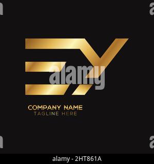 Goldenes Metallic-Logo mit EY-Schriftzug Stock Vektor