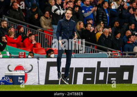 London, Großbritannien. 27.. Februar 2022. Chelsea-Manager Thomas Tuchel beim Carabao Cup-Finale zwischen Chelsea und Liverpool im Wembley Stadium am 27. 2022. Februar in London, England. (Foto von Paul Chesterton/phcimages.com) Quelle: PHC Images/Alamy Live News Stockfoto