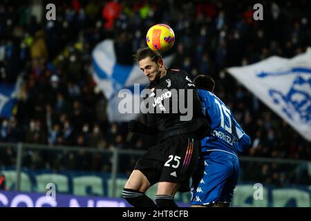 Empoli, Italien. 26.. Februar 2022. Adrien Rabiot von Juventus FC Gesten während der italienischen Serie A 202122 Fußballspiel zwischen dem FC Empoli und dem FC Juventus im Castellani Stadium (Foto: Rafaele Conti/Pacific Press/Sipa USA) Quelle: SIPA USA/Alamy Live News Stockfoto