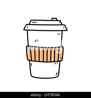Tasse Kaffee, um auf weißem Hintergrund isoliert zu werden. Vektor-handgezeichnete Illustration im Doodle-Stil. Perfekt für Karten, Menü, Logo, Dekorationen. Stock Vektor