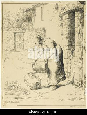 Frau leert einen Eimer, 1862&#X2013;63. Stockfoto