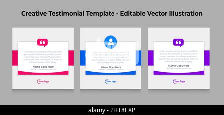 Creative Testimonial Templates - Editierbare Vektorgrafik Stock Vektor