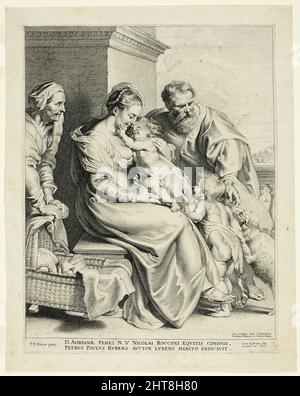 Die Heilige Familie mit der heiligen Elisabeth und dem Kindlein Johannes dem Täufer, 1620. Stockfoto