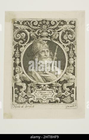 Hector von Troy, Platte 1 aus den neun Worthies, 1594, überarbeitete den zweiten Zustand. Stockfoto