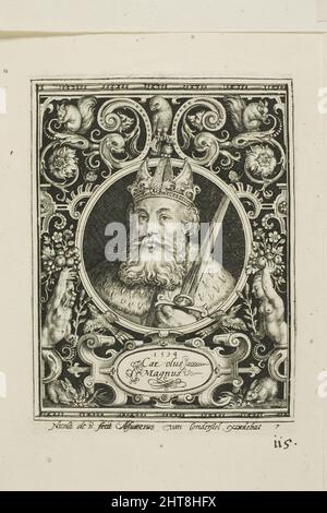 Karl der große, siebente Platte aus den neun Worthies, 1594. Stockfoto