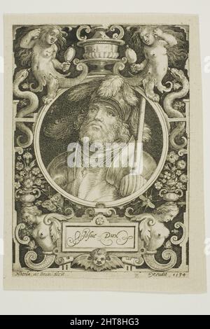 Joshua, vierte Platte aus den neun Worthies, 1594, überarbeitete den zweiten Zustand. Stockfoto