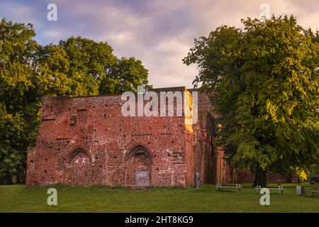 Ruinen der Abtei von Eldena, ursprünglich Abtei von Hilda, ehemaliges Zisterzienserkloster. Greifswald, Deutschland. Stockfoto