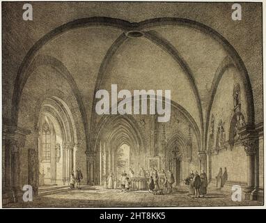 Taufsaal und Kreuzgänge im Mainzer Dom, aus der Sammlung denkwürdiger mittelalterlicher Bauten in Deutschland, 1823. Stockfoto