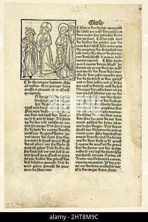 Die Frau, geheilt von einer Blutausgabe aus dem Plenarium (auch Deutsche Evangelien und Briefe genannt), Tafel 36 aus Holzschnitten aus Büchern des 15.. Jahrhunderts, 1489, Mappe zusammengestellt 1929. Stockfoto