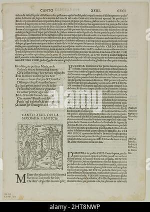 Illustration zu Comedia di Danthe Alighieri, Fegefeuer, Canto XXIII, Platte 88 aus Holzschnitten aus Büchern des XVI. Jahrhunderts, 1529, zusammengestellt in Mappe 1937. Stockfoto