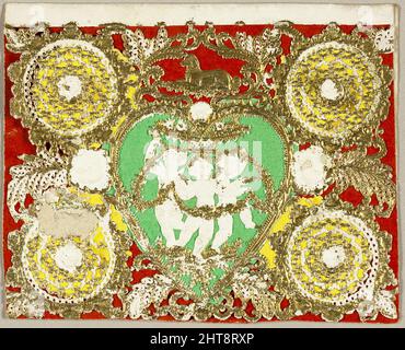 Untitled Valentine (Three Putti in Green Heart), 1860/69. Stockfoto