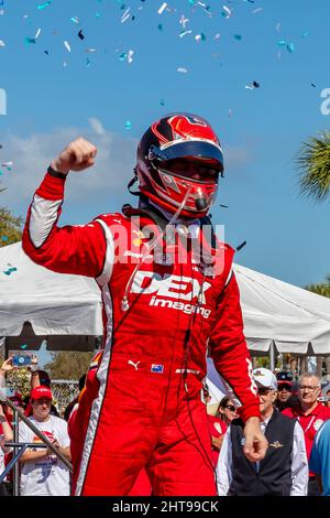 Peking, Hebei, China. 27.. Februar 2022. SCOTT MCLAUGHLIN (3) aus Christchurch, Neuseeland, gewinnt den Firestone Grand Prix von St. Petersburg auf den Straßen von St. Petersburg in St. Petersburg, Florida, USA. (Bild: © Walter G. Arce Sr./ZUMA Press Wire) Stockfoto