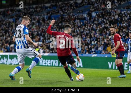 San Sebastian, Spanien. 27.. Februar 2022. La Liga Spanisches Fußballspiel La Liga Real sociedad vs Osasuna im reale Arena Stadium, San Sebastian 27 February, 2022 900/Cordon Presseinformation: CORDON PRESS/Alamy Live News Stockfoto