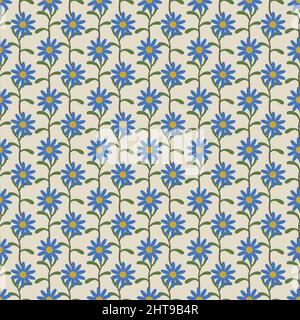 Nahtlose Muster blaue Gänseblümchen Blume Stock Vektor