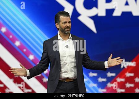 Orlando, Florida, USA. 27.. Februar 2022. Donald Trump Jr. spricht auf der Conservative Political Action Conference (CPAC22) in Orlando, Florida, am Sonntag, den 27. Februar 2022. Foto von Joe Marino/UPI Credit: UPI/Alamy Live News Stockfoto