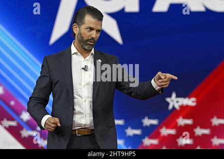 Orlando, Florida, USA. 27.. Februar 2022. Donald Trump Jr. spricht auf der Conservative Political Action Conference (CPAC22) in Orlando, Florida, am Sonntag, den 27. Februar 2022. Foto von Joe Marino/UPI Credit: UPI/Alamy Live News Stockfoto