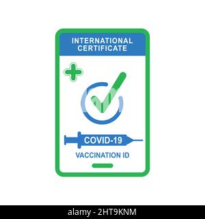 Digitales Dokument zur Immunität gegen Coronavirus. Symbol für Impfpass. Stock Vektor
