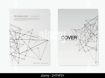 Moderne Vektorvorlagen für den Broschüreneinband im Format A4. Polygonaler Raumhintergrund mit verbindenden Punkten und Linien. Abstrakte Struktur Stock Vektor