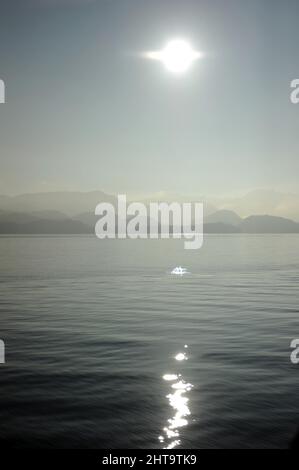 Segeln entlang des Hogsfjords auf dem Weg zum Lysefjord. Stockfoto