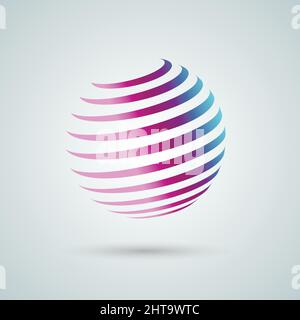 Symbol für abstrakte Kugel. Vektor-Design mit Twirl-Linie Stock Vektor