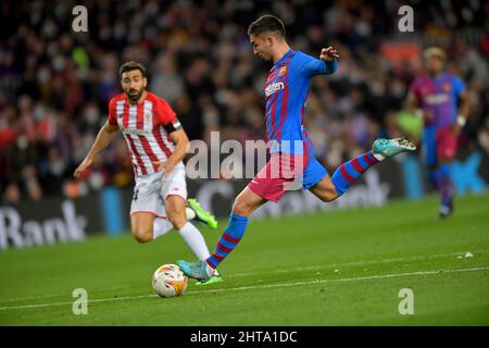 Barcelona, Spanien.27. Februar 2022. Ferran Torres (19) vom FC Barcelona während des spanischen La Liga-Spiels zwischen dem FC BARCELONA und DEM ATHLETISCHEN CLUB DE BILBAO im Camp Nou Stadium. Stockfoto