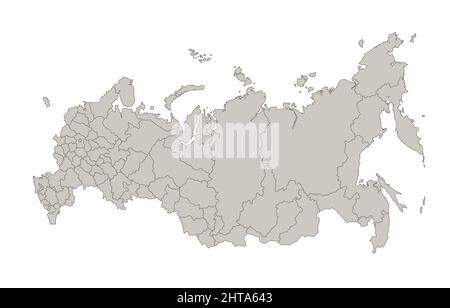 Russland-Karte, einzelne Regionen, Infografiken und Symbole, leer Stockfoto