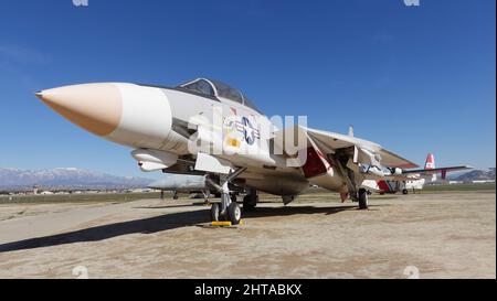 Grumman F 14 Tomcat Jet Fighter im March Field Museum. Stockfoto