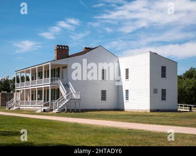 Altes Belam-Gebäude in Fort Laramie, Wyoming Stockfoto