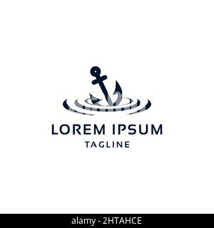Anker mit Vektorvorlage für Wasserdarstellung Stock Vektor